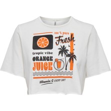 Only Oversize Crop T-Shirt - Kısa Kol, Yuvarlak Yaka, Günlük Kullanım