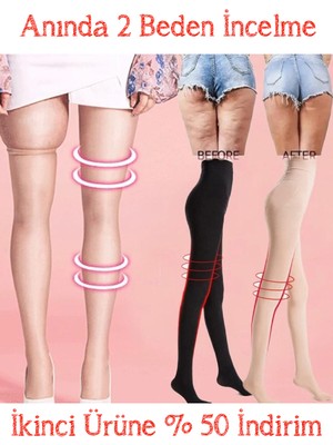 Secret Moda Göbek Bölgesi Bacak Bölgesi Toparlayıcı Push-Up Etkili Ten Korse Çorap