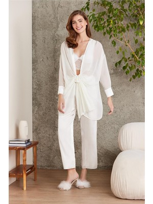 Pierre Cardin 7025 Kadın  4'lü Saten Takım Gelin Çeyiz Seti