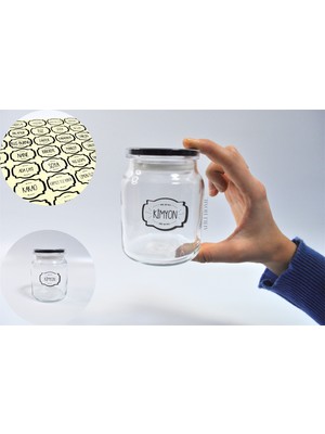 Afili Home 55 Parça Şeffaf Baharat Etiketi, Kavanoz Etiketi, Erzak Etiket, Suya Dayanıklı Kavanoz Baharatlık Etiketi 55'li, Baharat Sticker