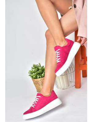 Fox Shoes P602045002 Fuşya Süet Kadın Spor Ayakkabı Sneakers