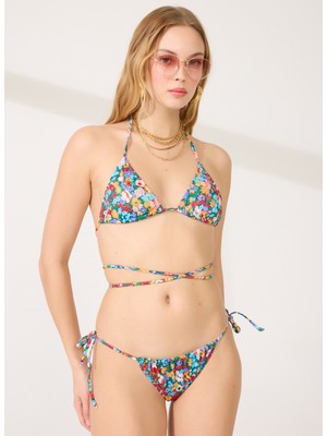 People By Fabrika Mavi - Kırmızı - Turuncu Kadın Bikini Takım 212-1003