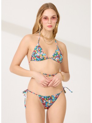 People By Fabrika Mavi - Kırmızı - Turuncu Kadın Bikini Takım 212-1003