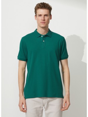Altınyıldız Classics Polo Yaka Koyu Yeşil Erkek T-Shirt 4A9000000001