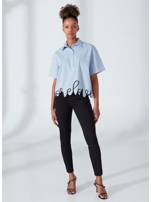 Denim Trip Normal Bel Dar Paça Skinny Fit Siyah Kadın Denim Pantolon DT10087ANISA Skinny Fit Normal Bel