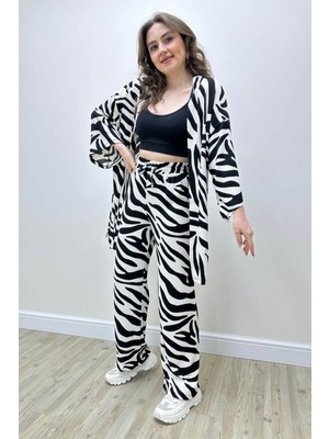 Mazi Butik Zebra Gofre Ikili Takım Siyah