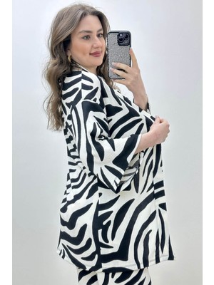 Mazi Butik Zebra Gofre Ikili Takım Siyah