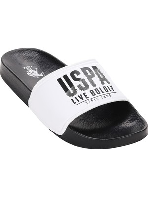 U.S. Polo Assn. Erkek Plaj Havuz Terlik Beyaz Mikrofiber Malzeme ile Konforlu Kullanım