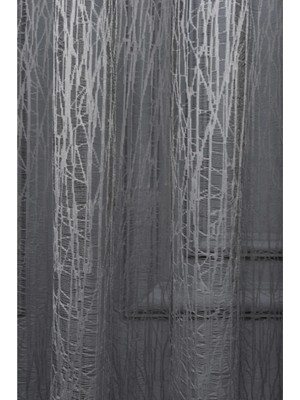 Taç Buz Kırığı Kullanıma Hazır 1/2 Seyrek Pile Tül Perde Tek Kanat - Koyu Gri 100 x 240 cm