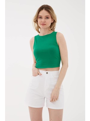Fashion Friends 23Y-BLZ0326K1 Kadın Kolsuz Crop Bluz