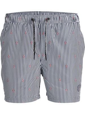 Jack & Jones Dar Lacivert Erkek Şort Jpstfıjı Jjswım Mını Stripe Ly