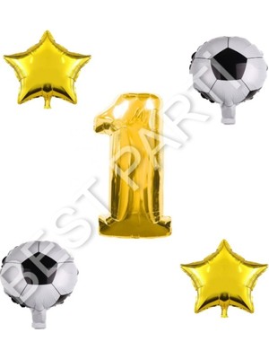 Best Parti Futbol Topu Yıdız Rakam Balon Seti Gold Yaş 1