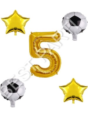 Best Parti Futbol Topu Yıdız Rakam Balon Seti Gold Yaş 5