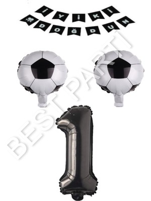 Best Parti Futbol Topu Yıdız Rakam Iyiki Doğdun Banner Balon Seti Yaş 1