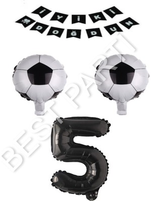 Best Parti Futbol Topu Yıdız Rakam Iyiki Doğdun Banner Balon Seti Yaş 5
