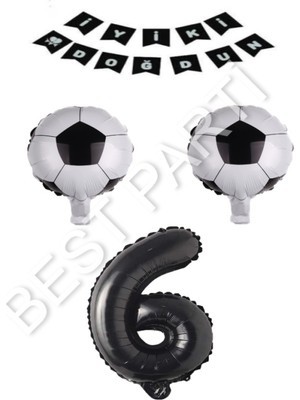 Best Parti Futbol Topu Yıdız Rakam Iyiki Doğdun Banner Balon Seti Yaş 6