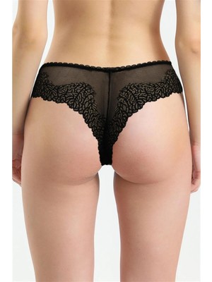Magic Form 412 Kadın Arkası Dantel Brazilyan Külot-Siyah