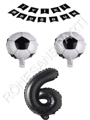 Rönesans Parti Futbol Topu Yıdız Rakam Iyiki Doğdun Banner Balon Seti Yaş 6