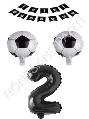 Rönesans Parti Futbol Topu Yıdız Rakam Iyiki Doğdun Banner Balon Seti Yaş 2