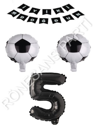 Rönesans Parti Futbol Topu Yıdız Rakam Iyiki Doğdun Banner Balon Seti Yaş 5