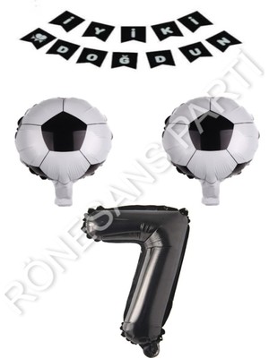 Rönesans Parti Futbol Topu Yıdız Rakam Iyiki Doğdun Banner Balon Seti Yaş 7