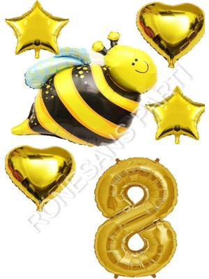 Rönesans Parti Arı Karakterli Yıldız Kalp Folyo Balon Seti Yaş 8