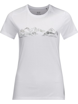 Jack Wolfskin Crosstrail Graphic T Kadın Beyaz Tişört