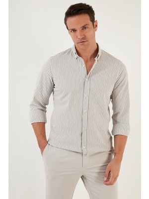 Buratti Pamuklu Slim Fit Düğmeli Yaka Gömlek Erkek Gömlek CF23S112237