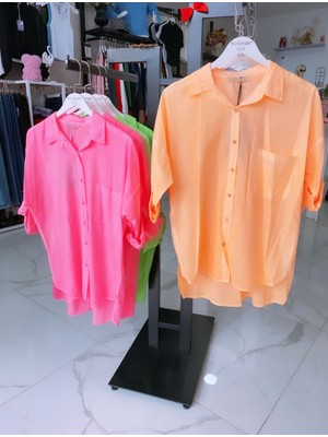 Aleksandrit Butik Peach Orange Gömlek