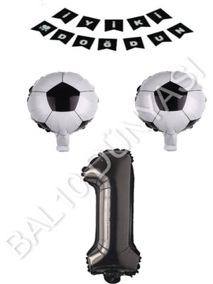 Bal10 Dünyası Futbol Topu Yıdız Rakam Iyiki Doğdun Banner Balon Seti Yaş 1