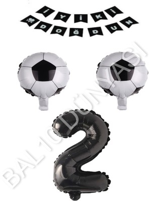 Bal10 Dünyası Futbol Topu Yıdız Rakam Iyiki Doğdun Banner Balon Seti Yaş 2