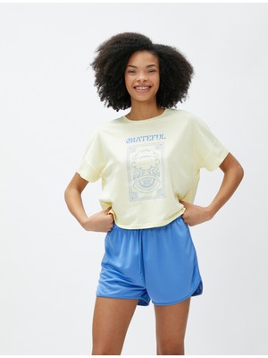 Koton Crop Yoga Tişört Baskılı Modal Karışımlı