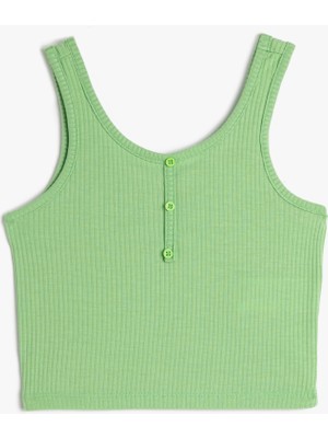 Koton Crop Üst Kolsuz Kalın Askılı U Yaka Düğme Detaylı