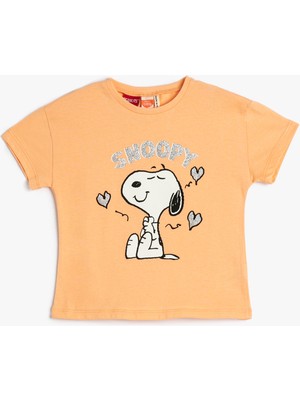 Koton Snoopy Tişört Lisanslı Kısa Kollu Bisiklet Yaka Pamuklu