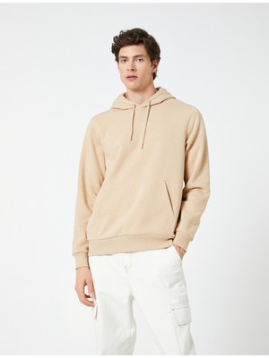 Koton Kapşonlu Hoodie Slogan Işlemeli Cep Detaylı Uzun Kollu