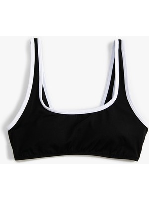 Koton Spor Bikini Üstü Biye Detaylı U Yaka