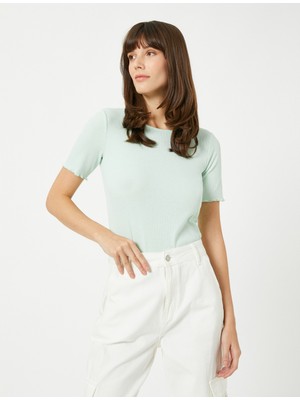 Koton Ribanalı Tişört Kolları Fırfır Detaylı