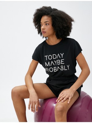 Koton Oversize Spor Tişört Slogan Baskılı