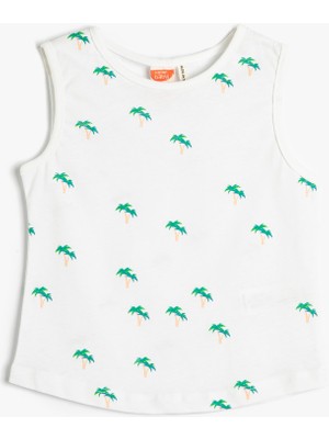 Koton Atlet Kolsuz Bisiklet Yaka Baskılı Pamuklu