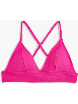 Koton Bikini Üstü Bralet Çapraz Askılı Kaplı Dokulu