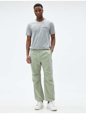 Koton Slogan Baskılı Tişört Dar Kesim Bisiklet Yaka Kısa Kollu