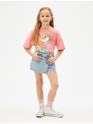 Koton Lola Bunny Tişört Lisanslı Kısa Kollu Bisiklet Yaka Pamuklu