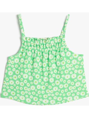 Koton Crop Üst Çiçekli Ince Askılı Gipe Detaylı