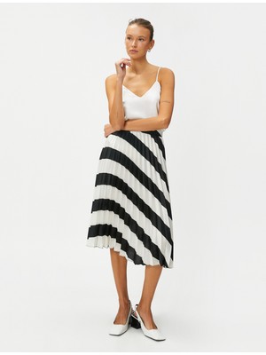 Koton Saten Midi Etek Pileli A Kesim