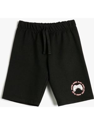 Koton Beli Bağlamalı Lastikli Baskı Detaylı Şort