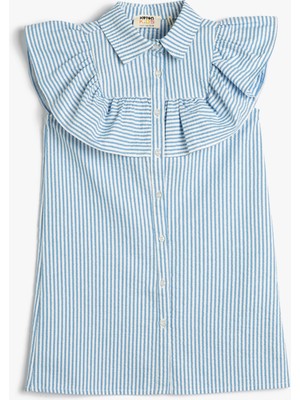 Koton Elbise Gömlek Kolsuz Fırfırlı Düğmeli