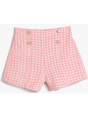 Koton Tüvit Şort Kazayağı Desenli Süs Düğme Detaylı