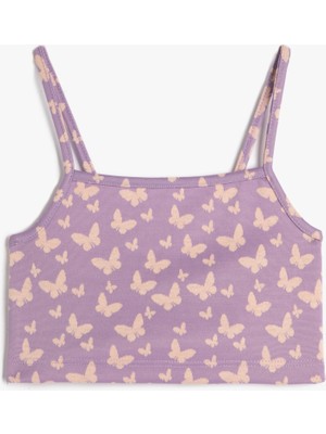 Koton Crop Üst Kelebek Desenli Ince Askılı