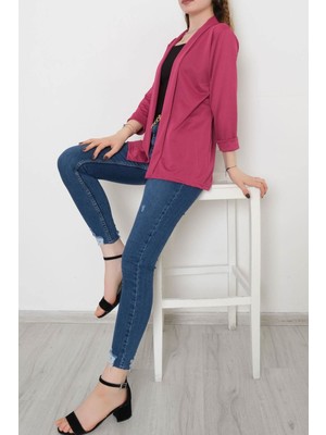 Işıltı Moda Örme Krep Ceket Mor - 1185.1095.