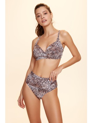 No Gossip Bardot Yüksek Bel Bikini Tek Alt Leopar 229204-D